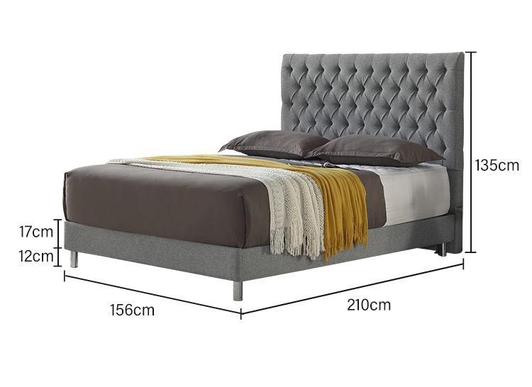 product-JLH-MB3385ZT | Luxury Botton Design Cotton Fabric upholstered bed for middle high end mark