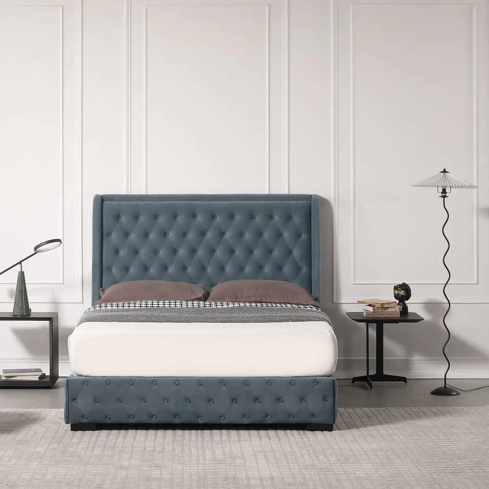 MB3616ZT |  Storage Design Tufted Ottoman Bed with wingback and Pneumatic rod