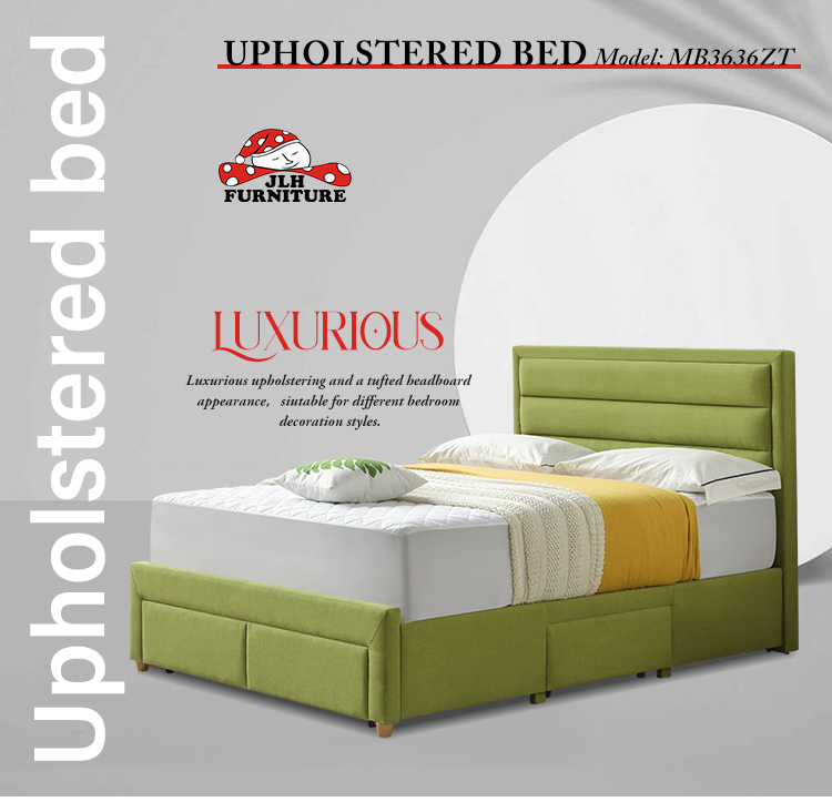 product-JLH-MB3636ZT | Storage Design Line-Shape Upholstered Bed for Middle End Market-img