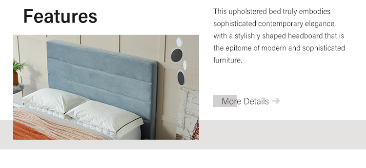 product-JLH-MB3611ZT | Modern Line-shape Dark Blue Velvet fabric upholstered bed for adult-img