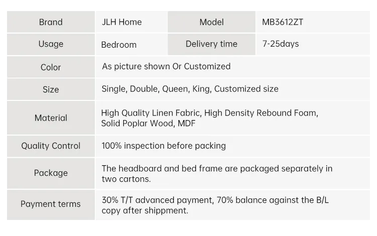 JLH Mattress upholstered platform bed manufacturers for hotel