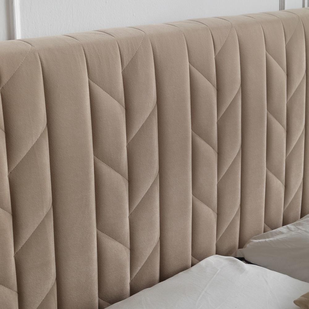 MB3635ZT |  2022 Minimalist Leaf shape upholstered bed for adult Milk-Tea Color