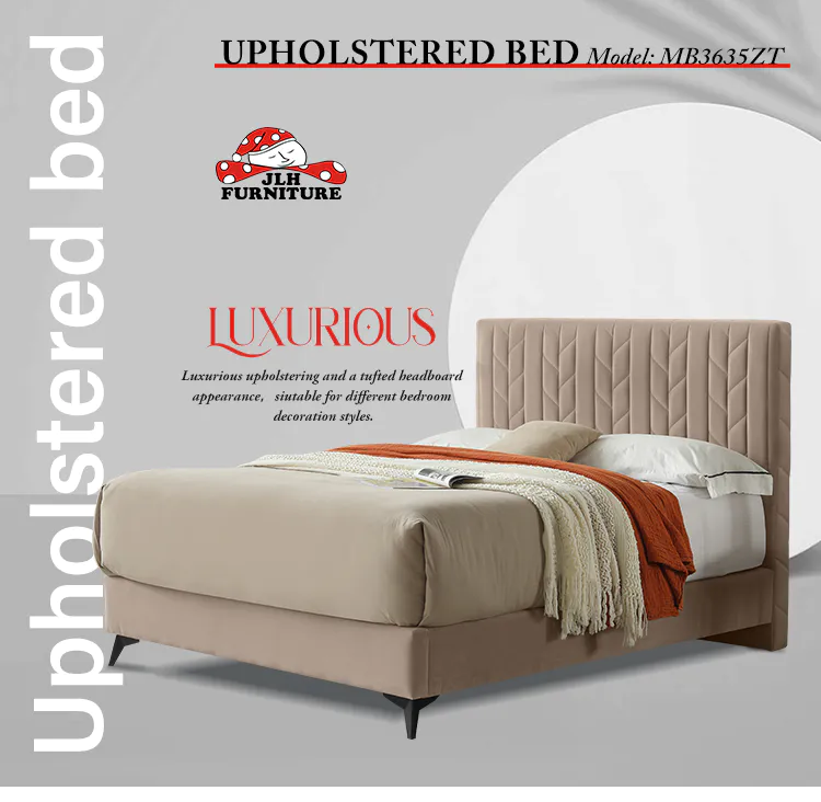 China grey upholstered bed company for bedroom