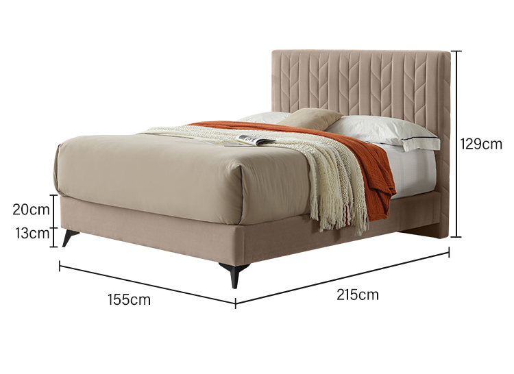 product-JLH-MB3635ZT | 2022 Minimalist Leaf shape upholstered bed for adult Milk-Tea Color-img-1