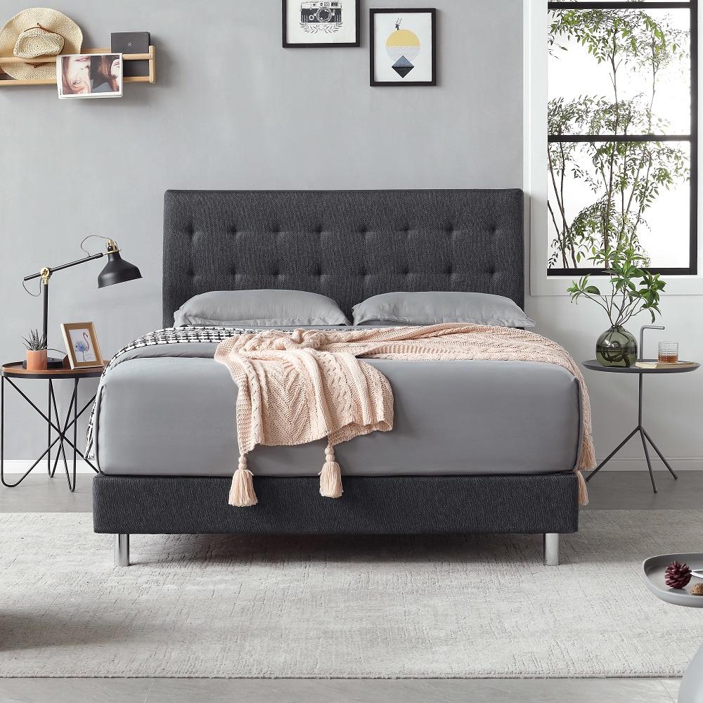 MB3332ZT | Classic Design Linen Fabric upholstered bed for high end market Black color Europe style