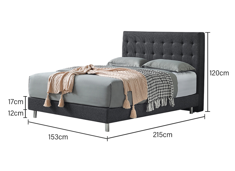 product-JLH-MB3332ZT | Classic Design Linen Fabric upholstered bed for high end market Black color E-1