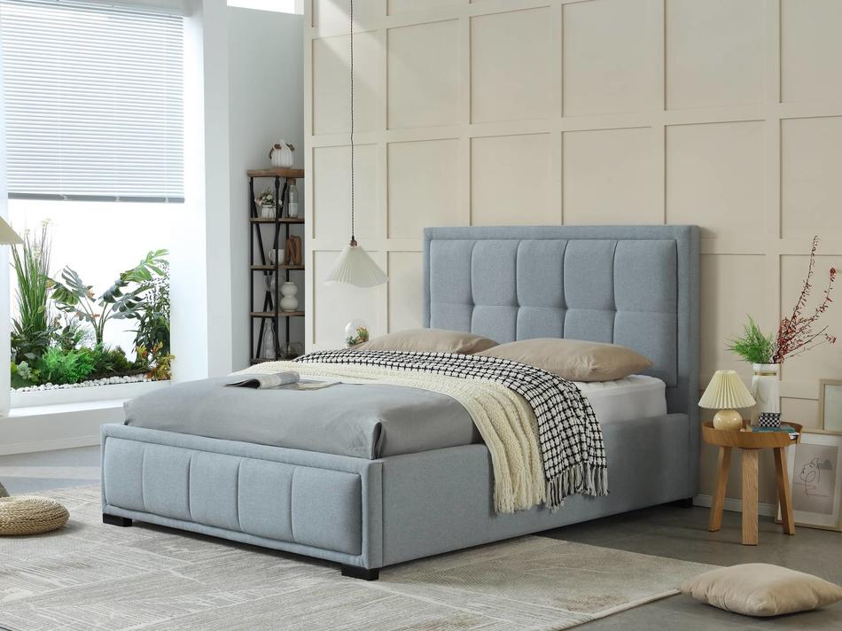 MB3610ZT Luxury Button Design Cotton Fabric upholstered bed for middle high end market Grey