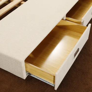 CJ-40 Storage Drawers Trong Wood Slat Support Cushion Backboard Bed